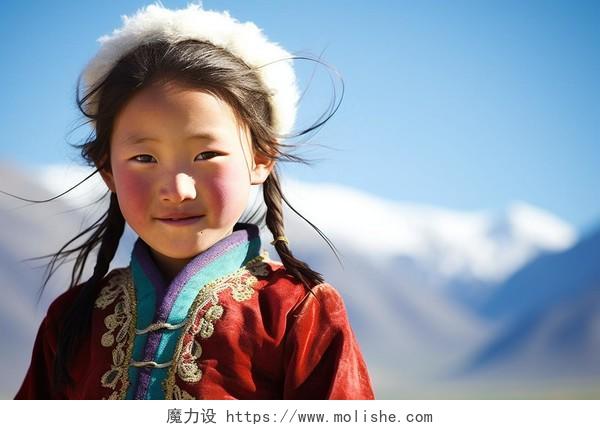 藏族本地人小女孩纯朴质朴亚洲西藏文化少数民族